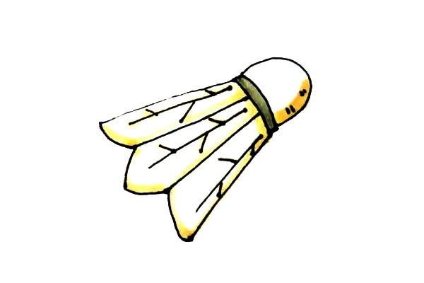 第七步:最后给画好的羽毛球涂上漂亮的颜色就好了。