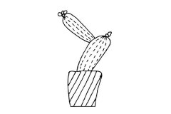 一组漂亮的仙人掌盆栽简笔画图片素材