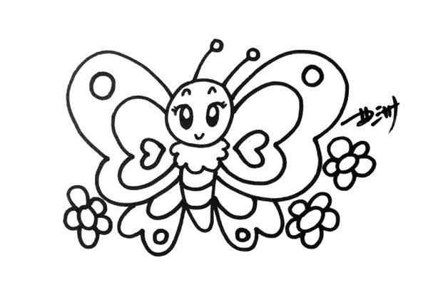 卡通蝴蝶简笔画的彩色画