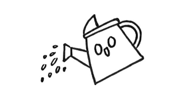 给土地里的树苗浇水简笔画