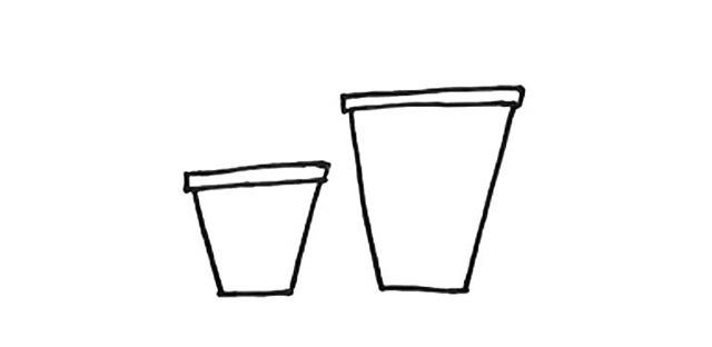 两盆可爱的小花简笔画教程