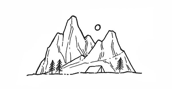 山丘风景简笔画图片6