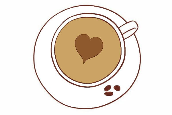 咖啡简笔画图片步骤四