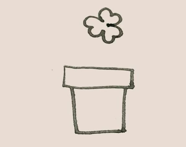 三叶草盆栽简笔画图片