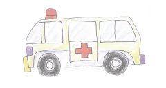 救护车简笔画的画法步骤图