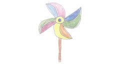 风车简笔画的画法步骤图