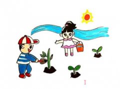 怎么画植树节种树详细步骤图简笔画教程涂色