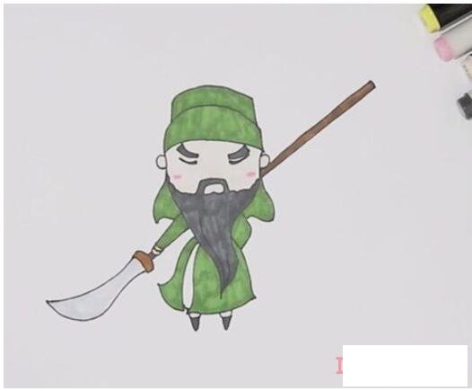 关公关羽简笔画怎么画涂色带步骤图