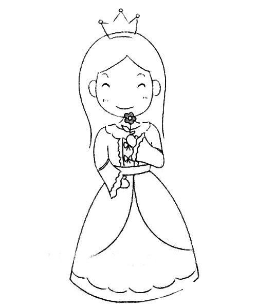 美丽的公主简笔画步骤图