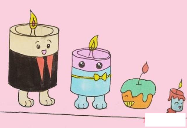 卡通蜡烛简笔画画法步骤教程涂颜色