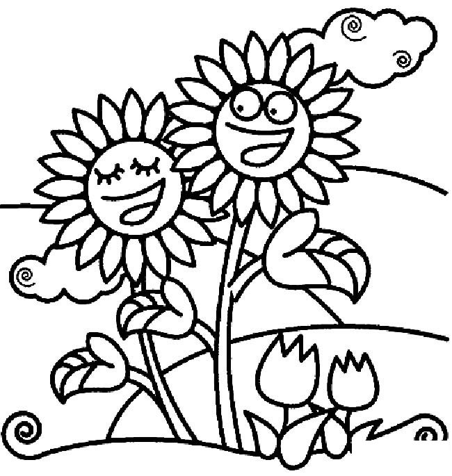 卡通向日葵植物花简笔画步骤图片大全