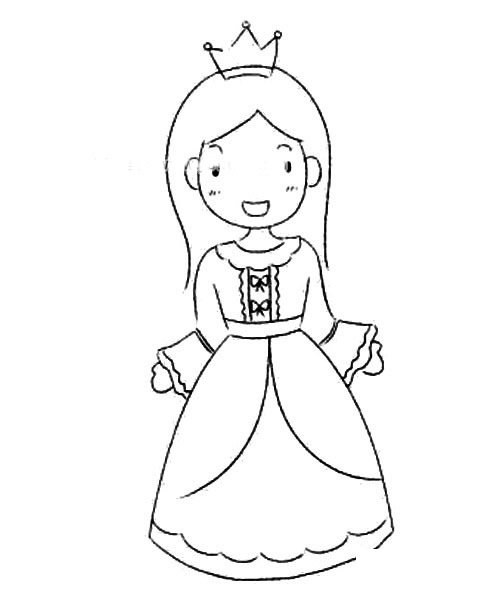 美丽的公主简笔画步骤图