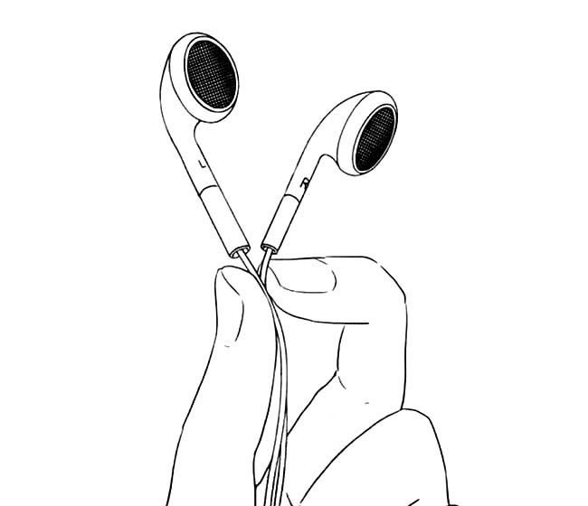 手拿着耳机简笔画图片