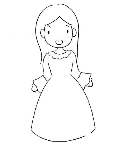 美丽的公主简笔画步骤图