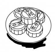 两款盘子里的中秋月饼简笔画图片