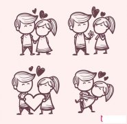 可爱的卡通情侣简笔画图片