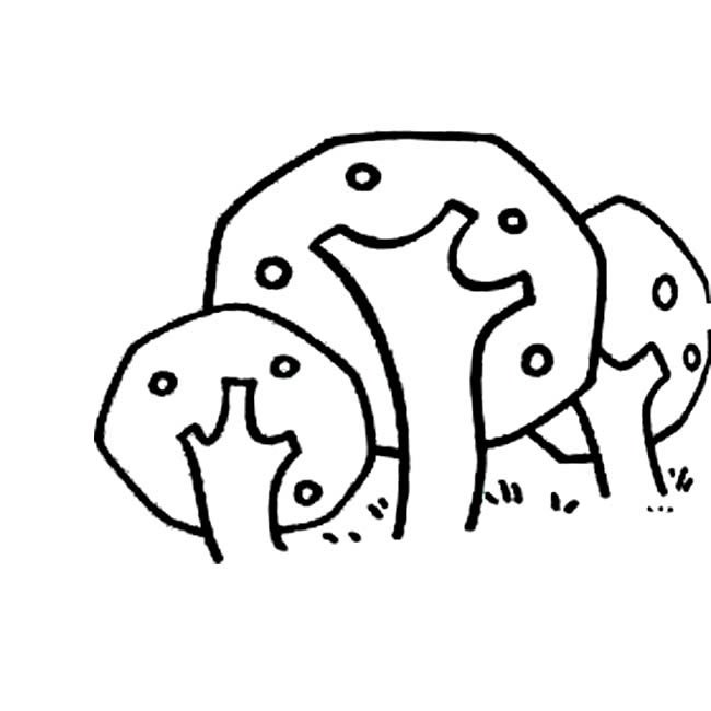 三颗大树植物简笔画步骤图片大全