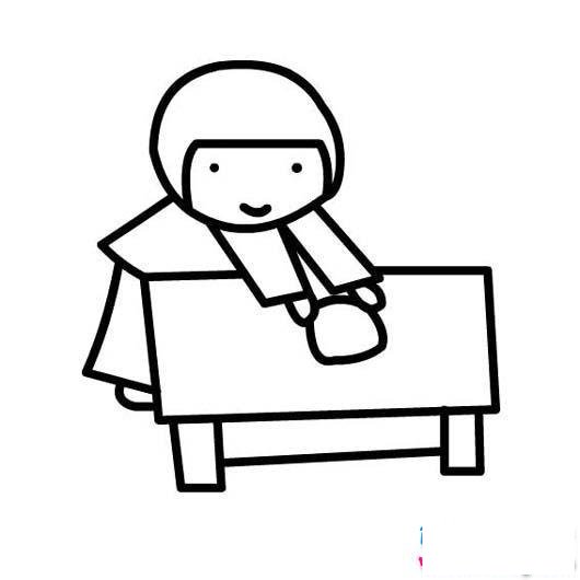 幼儿五一劳动节简笔画图片:擦桌子的小女孩