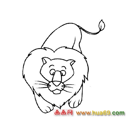 动物简笔画:匍匐的狮子