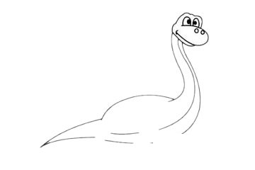 蛇颈龙简笔画图片步骤四
