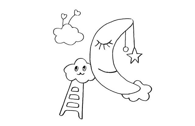 卡通月亮简笔画