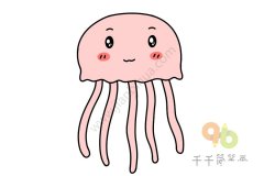 Q版水母简笔画步骤图图解