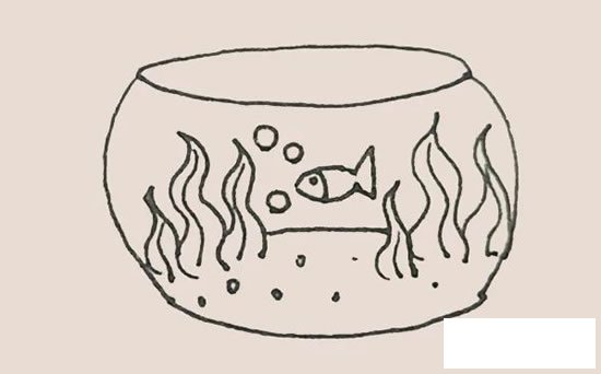 鱼缸简笔画图片