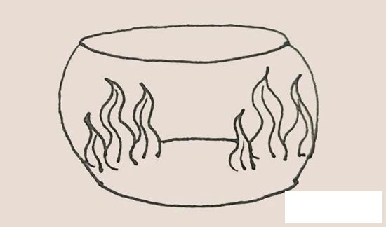 鱼缸简笔画图片