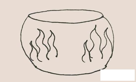 鱼缸简笔画图片