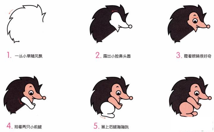 简笔画小刺猬的具体步骤图示