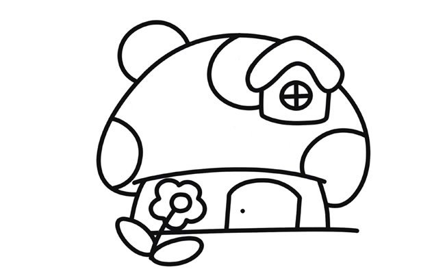 可爱的蘑菇小屋简笔画彩色图片