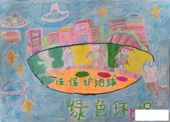 漂亮的保护环境儿童画图片，爱护地球