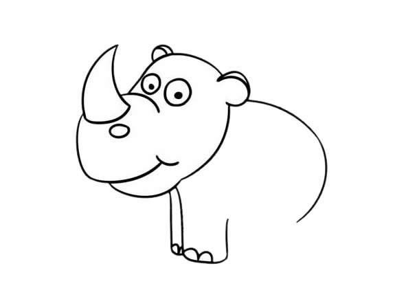 犀牛的简笔画可爱画法步骤图片