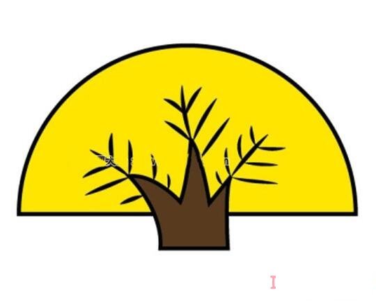 扇形大树的画法步骤图带颜色简单漂亮