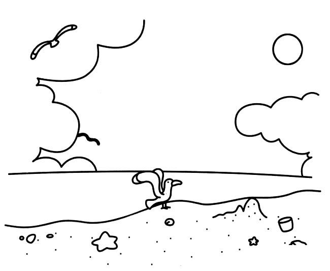 海边沙滩风景简笔画步骤图片大全