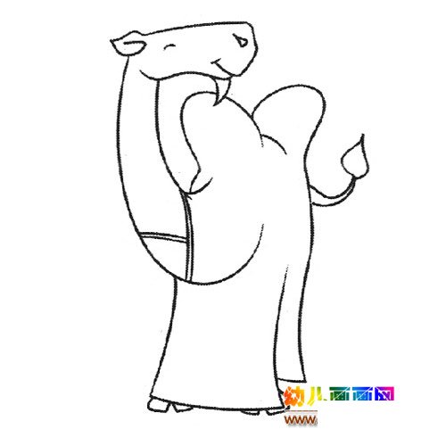 动物简笔画：穿服的骆驼