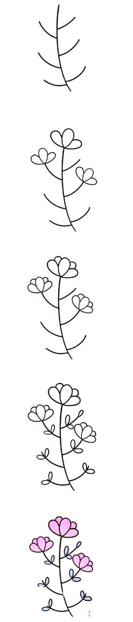 儿童简笔画漂亮小花朵的画法步骤图