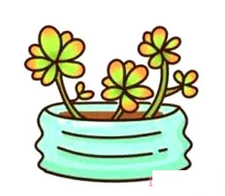 盆栽多肉植物的画法步骤图带颜色漂亮