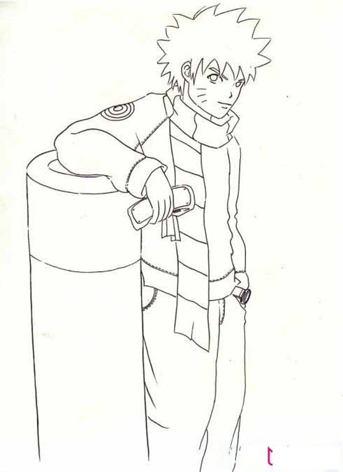 火隐忍者鸣人简笔画怎么画?