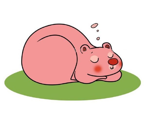 睡大觉的狗熊简笔画步骤教程