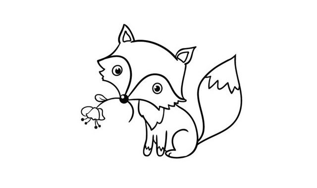 叼着花的小狐狸简笔画