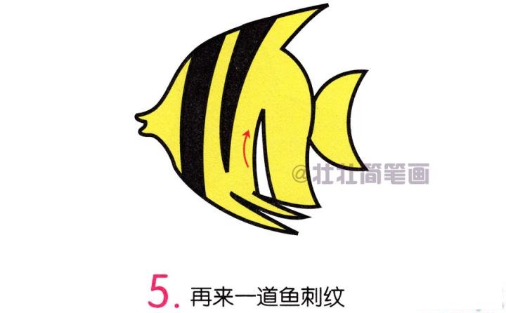 热带鱼简笔画画法_怎么画热带鱼的简笔画