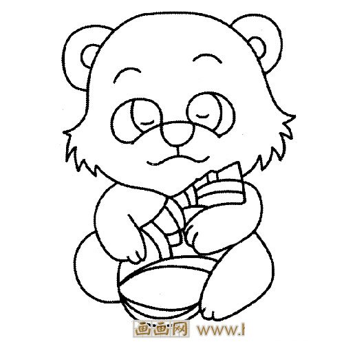 吃竹笋的大熊猫宝宝简笔画