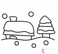 漂亮的风景简笔画图片，冬天下雪简笔画