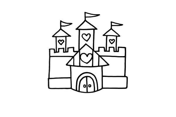 公主城堡简笔画的画法