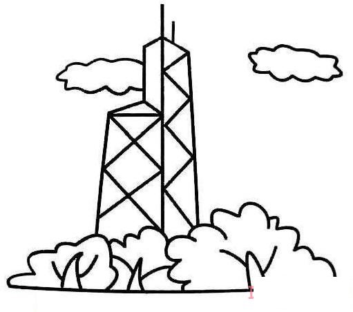 怎么画香港中银大厦画法简笔画图片