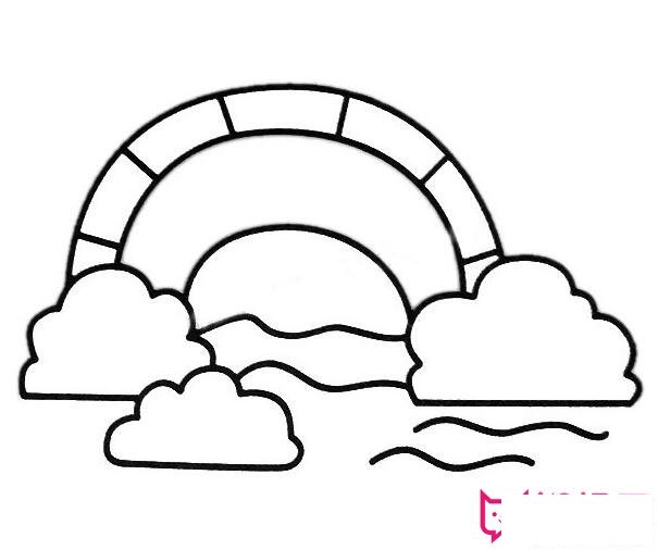 漂亮的风景简笔画，彩虹简笔画