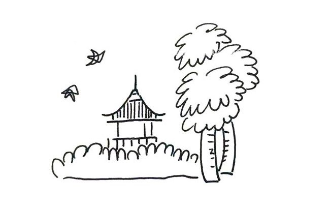 超有意境的风景简笔画1