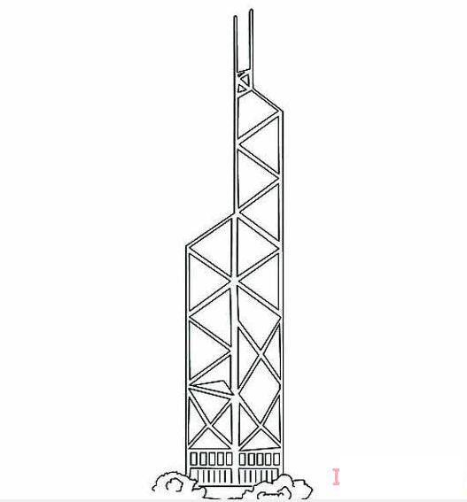 怎么画香港中银大厦画法简笔画图片