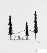 简单的风景简笔画，野营